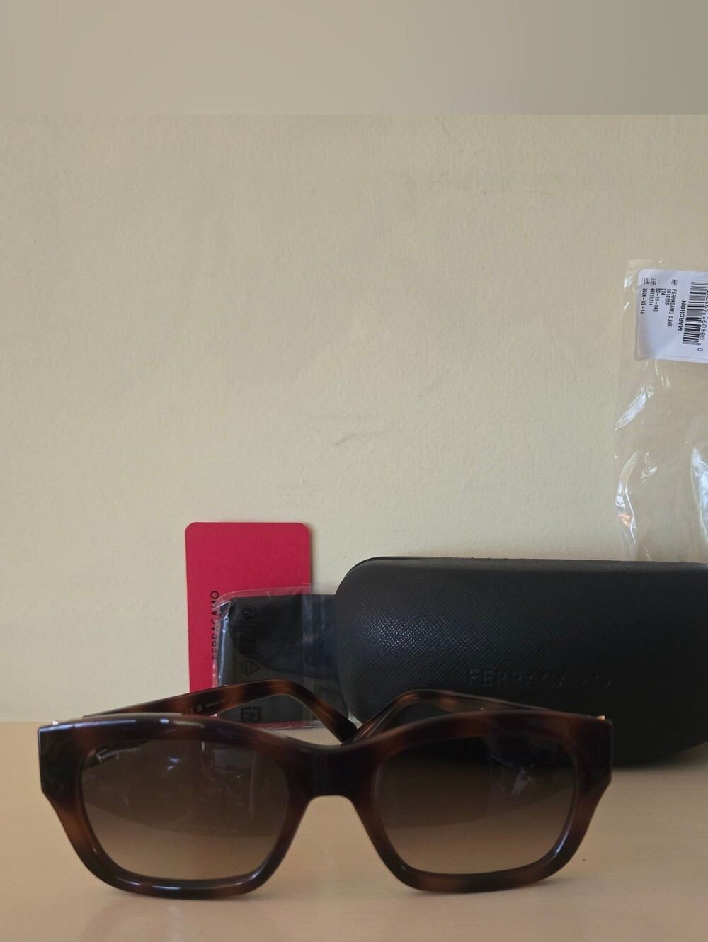 Ferragamo Rectangle Tortoise Sunglasses Gradient Lens - SF1012S Italy 53-19-140